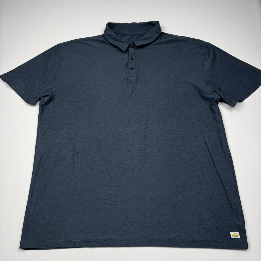 Vuori Polo Shirt Mens 2XL Blue Lightweight Performance Stretch Tech Casual